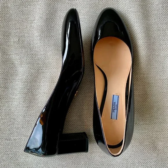 Prada | Shoes | Prada Black Low Heel Patent Leather Pump  display picture 1